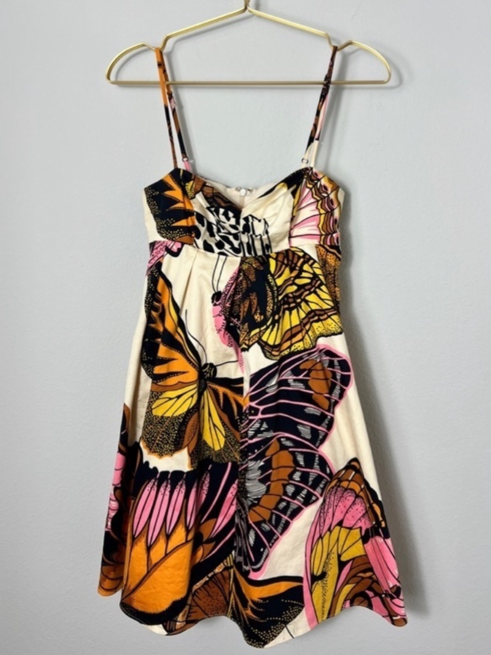 VTG Betsey Johnson Y2K Butterfly Print Mini Dress Empire Waist Sundress Size 0 - Picture 6 of 11